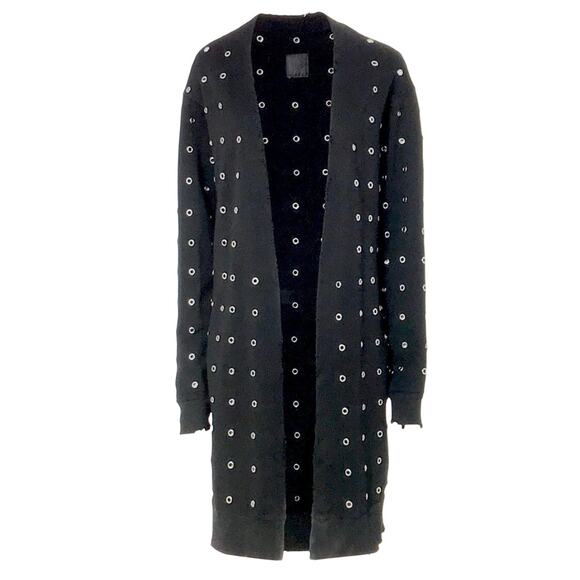 Rta Serge Grommet Cardigan Sweater Womens XS Black Long Sleeve Embellished - Picture 3 of 15